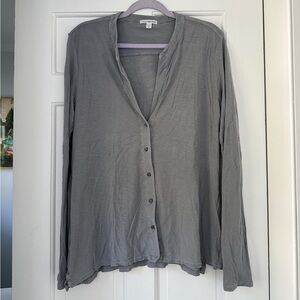 Standard James Perse Light Gray Lightweight Beachy Button Down in Size 4